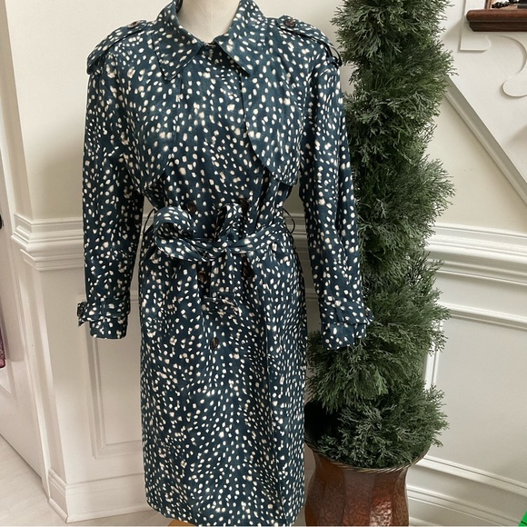 Ann Taylor Spotted Modern Trench Coat Size Large - Picture 9 of 16